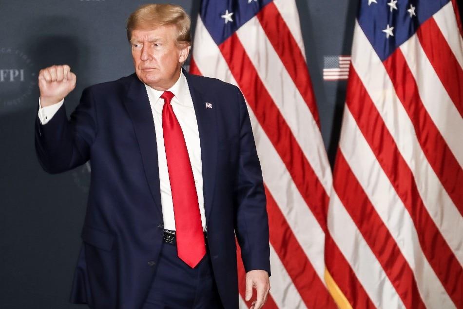 Former  US  President  Donald  J. Trump  after  delivering  remarks  during  the  America  First  Policy  Institute’s  America  First  Agenda  Summit  in  Washington, DC, USA, 26 July  2022. The  speech  is  former  President  Trump’s  first  appearance  in  Washington  since  leaving  office. EPA-EFE/SHAWN  THEW